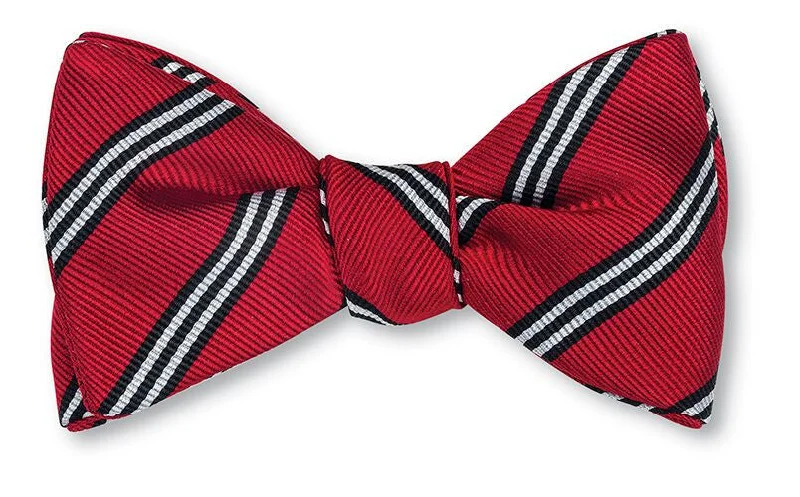 Red/Black Brooks Striped Bow Tie - B3578