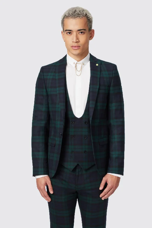 Ginger Skinny Fit Green Tartan Jacket