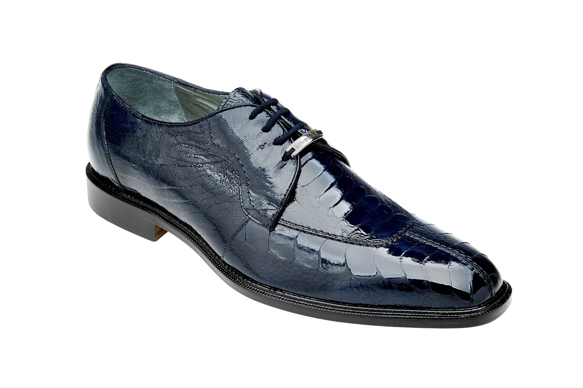 Belvedere Men's Genuine Ostrich Leg Dress Shoes in Navy - Siena