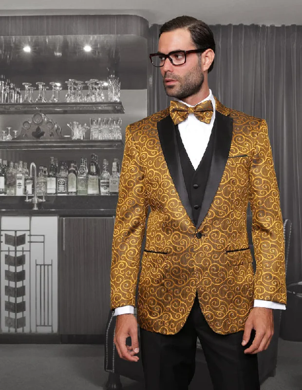 Statement Confidence Gold Paisley 3PC Tuxedo