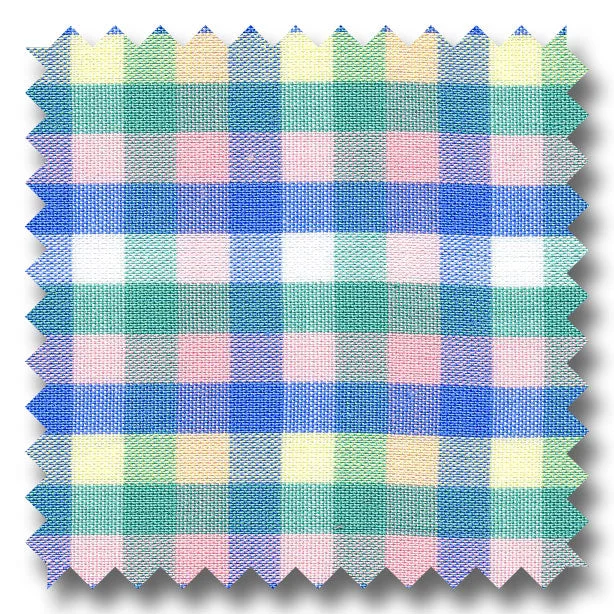 Pink, Blue,Mint and Yellow Check Poplin - Custom Dress Shirt