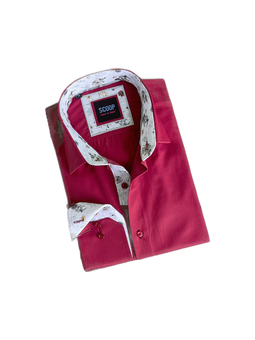 Scoop Dress Shirt -  Novel Cherry/Red