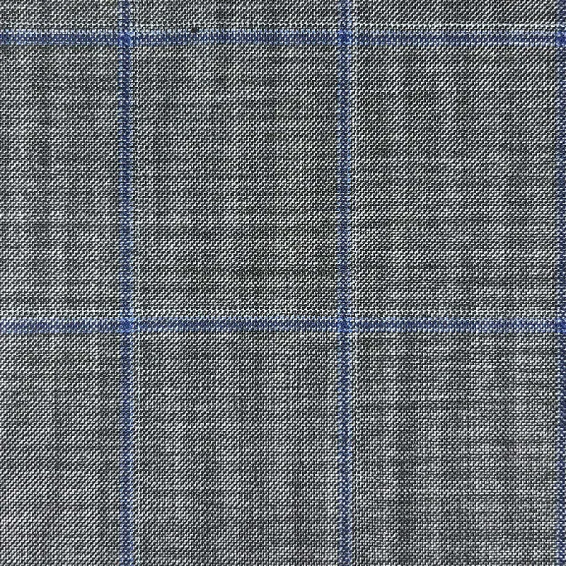 Medium Grey With Navy Windowpane With Comfort Stretch