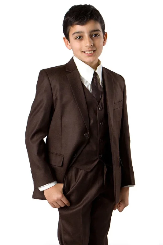 "Jacob" Kids Brown 5-Piece Suit