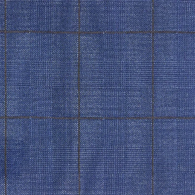 Denim Blue Glen Plaid With Chocolate Brown Windowpane With Comfort Stretch