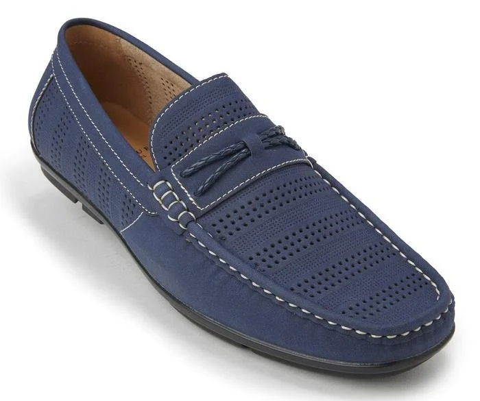 Montique OG Navy Men's Perforated Suede Fashion Loafers