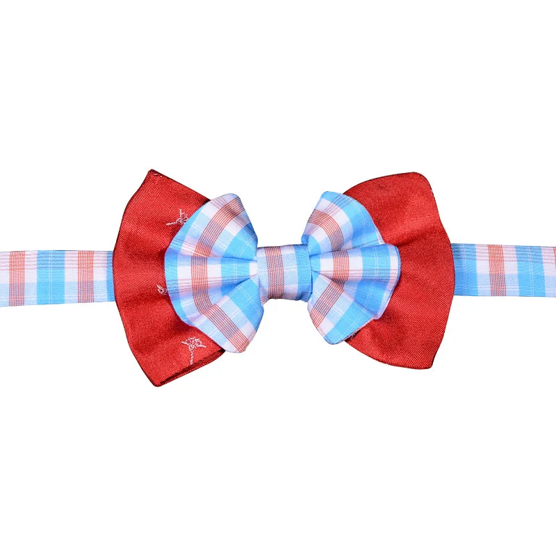 Red bowtie with red/white/blue plaid