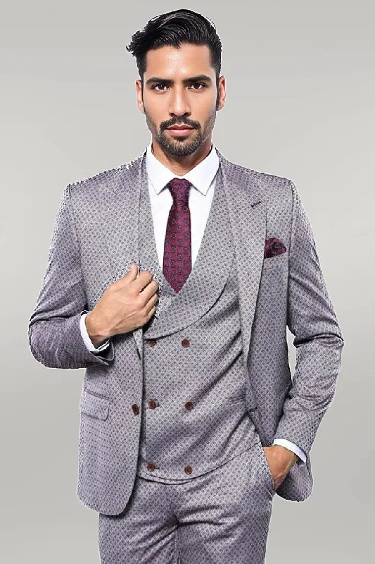 Self-Patterned Light Burgundy Suit | Wessi