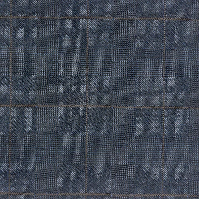 Midnight Blue Glen Plaid With Chocolate Brown Windowpane With Comfort Stretch