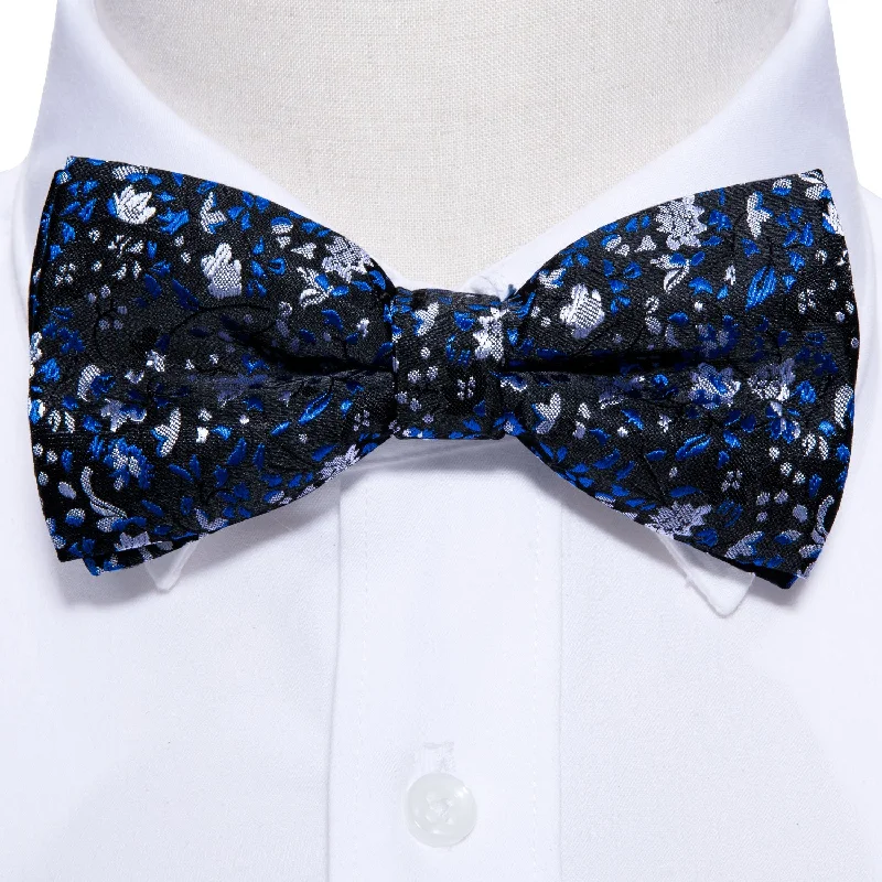 Deep Blue Floral Bow Tie Set