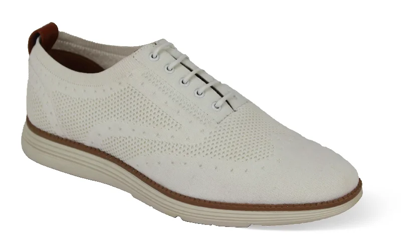 White Casual Lace Wingtip Shoes