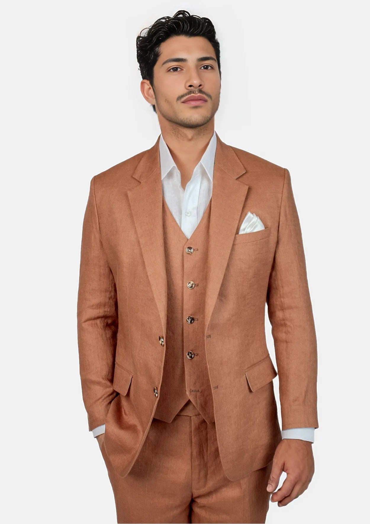 Astor Amber Brown Linen Suit