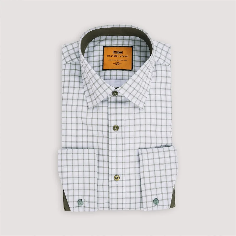 The Wide Plaid Dress Shirt | Classic Collar with Interior Contrast | Angled French Cuff