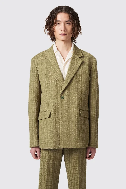 Malacia Oversized Green Jacquard Jacket