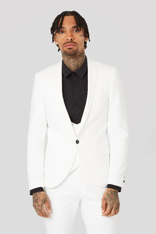 Ellroy Skinny Fit White Cotton Jacket - ARCHIVE