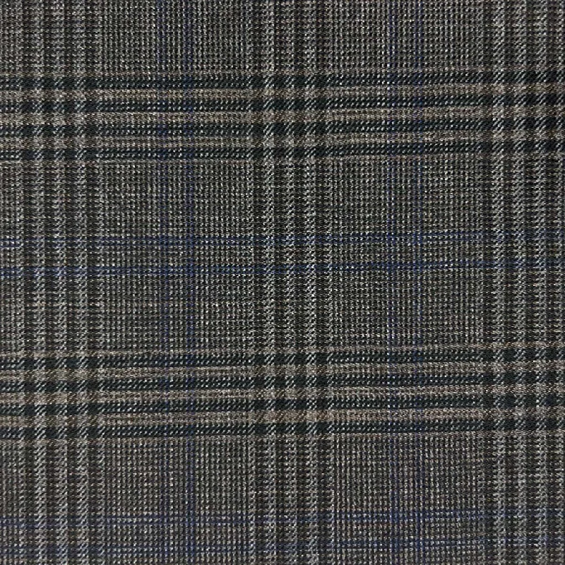 Grey Brown Glen Plaid With Navy Double Windowpane With Comfort Stretch