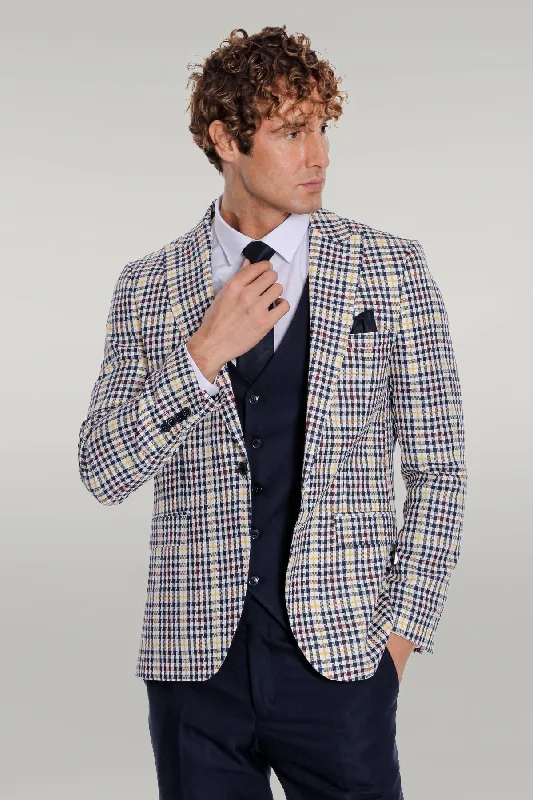 Plaid Navy Blue Men Suit - Wessi