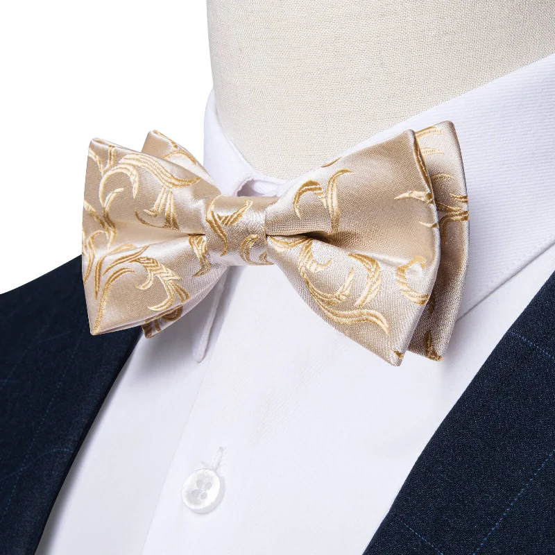 Ties2you Boys Bow Ties Champagne Floral Kids Bow Tie Handkerchief Set