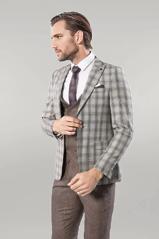 Checked Light Brown Mens Suit | Wessi