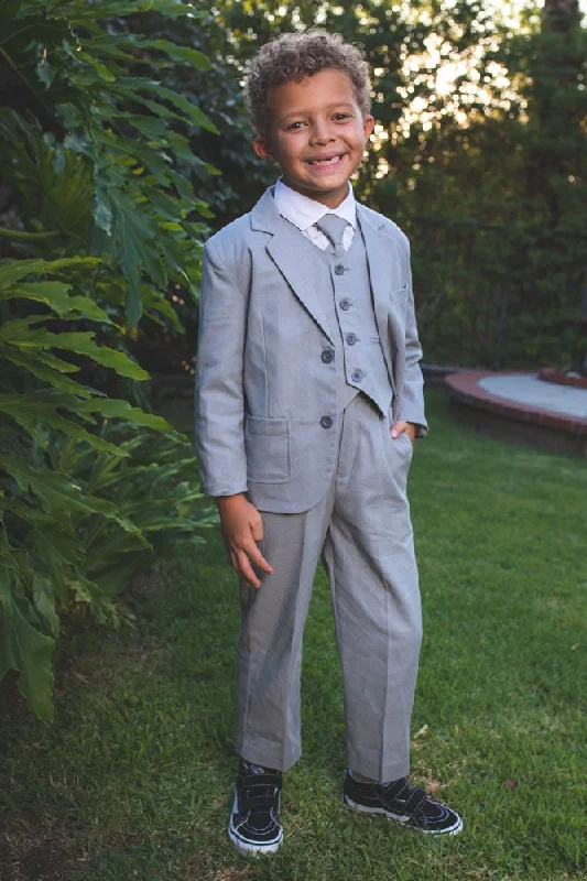 "Safari" Kids Linen Heather Grey Suit 5-Piece Set