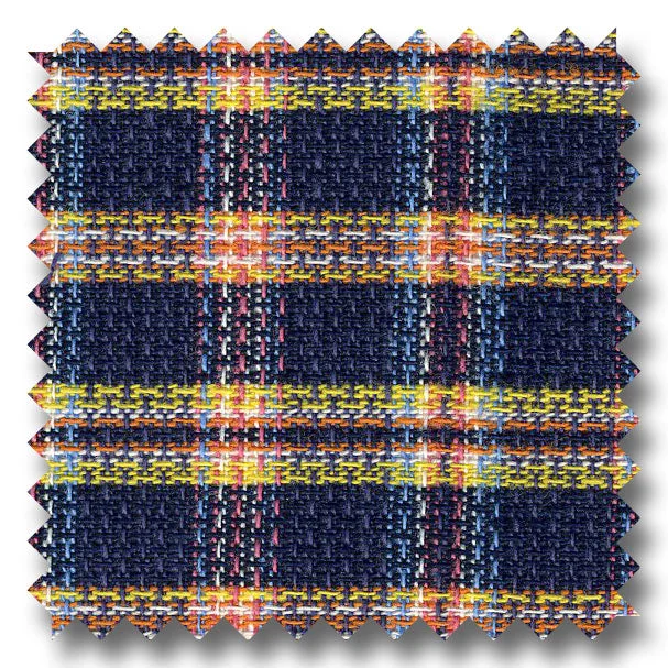 Navy, Orange and Yellow Plaid Novelty - Custom Dress Shirt