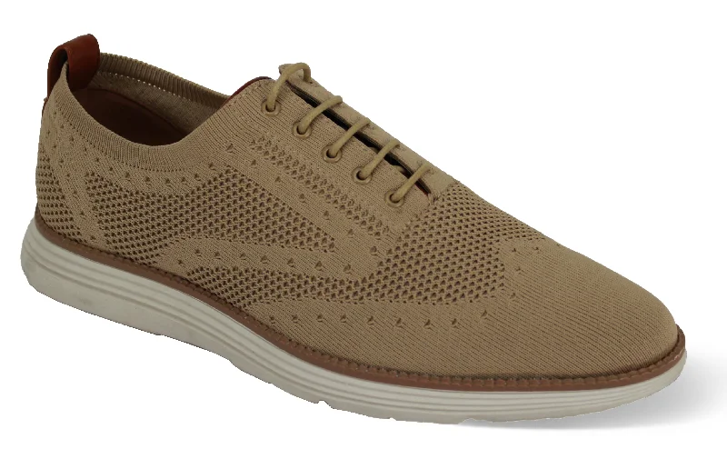 Tan Casual Lace Wingtip Shoes