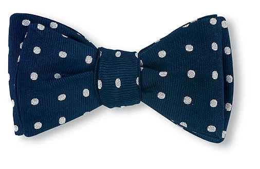 Navy/Silver Vero Polka Dots Bow Tie - B2015