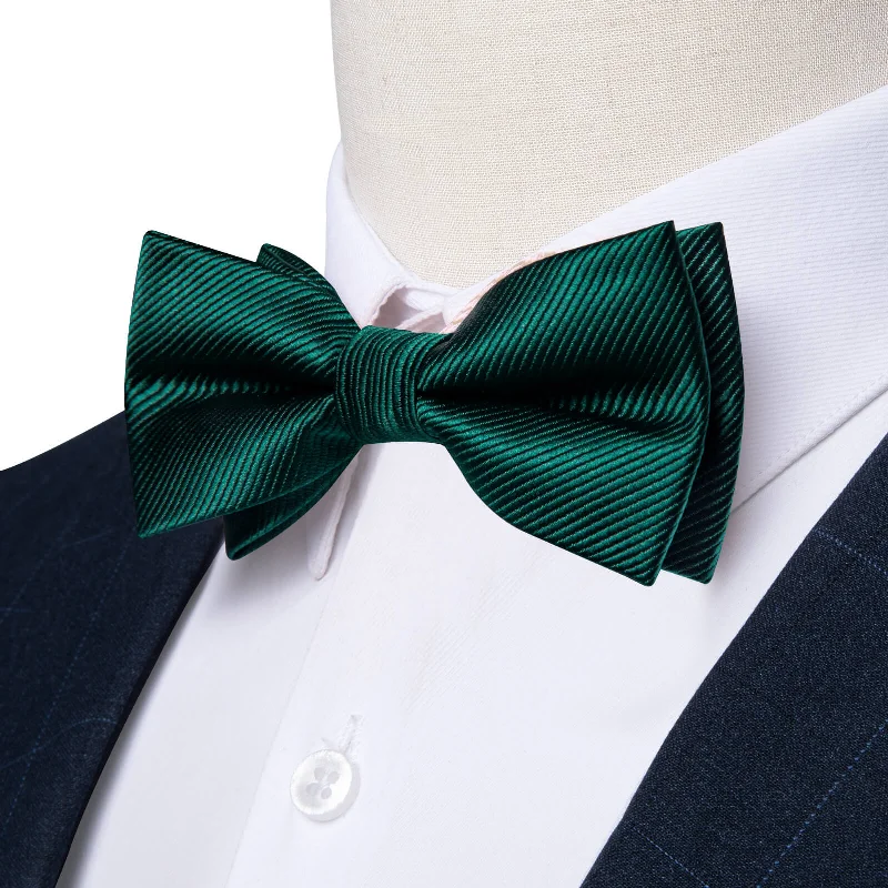 Ties2you Boys Bow Ties Sapphire Pine Green Striped Bow Tie Hanky Set