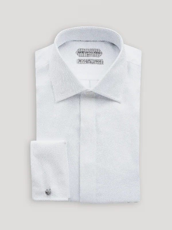 The River Twill Dress Shirt | Elite Collection | Double Woven Cotton | French Cuff | White