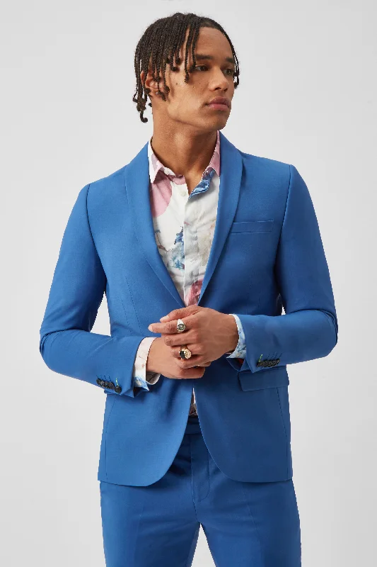 Ellroy Skinny Fit French Blue Wool Jacket - ARCHIVE