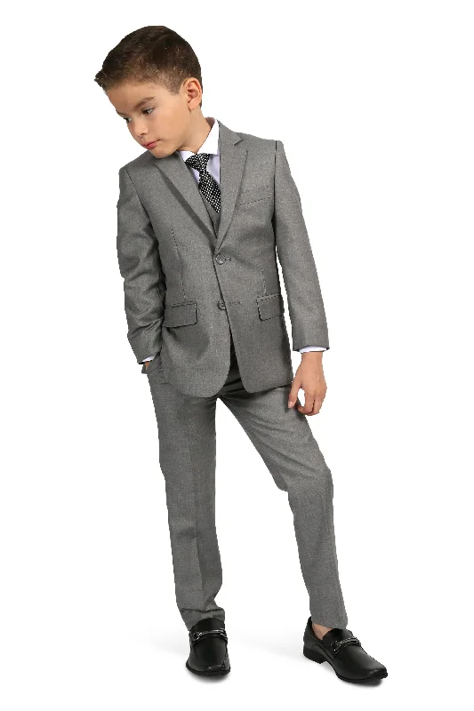 "Jax" Kids Light Grey Suit 5-Piece Set