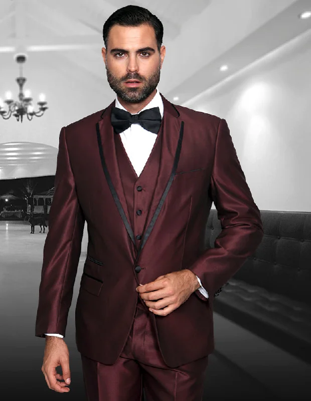 Statement Venetian Burgundy 3PC Vested Wool Suit