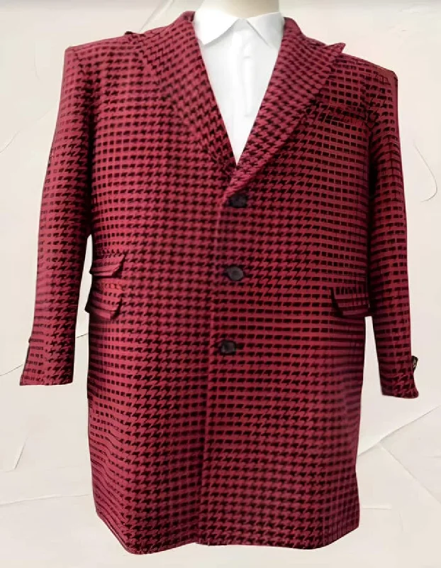 Mens Overcoat - Topcoat For Men - Winter Fabric - Houndstooth Overcoat - Houndstooth Topcoat - Houndstooth Checker Car Coat