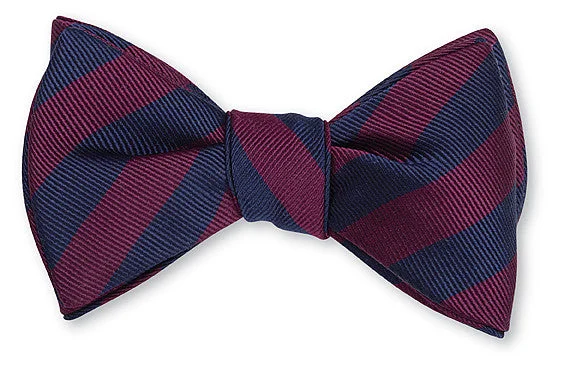 Navy/Burgundy Bar Stripes Bow Tie - B628