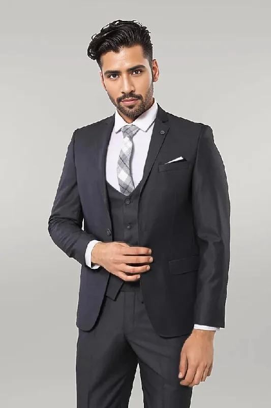 Plain Vested Anthracite Men's Suit | Wessi