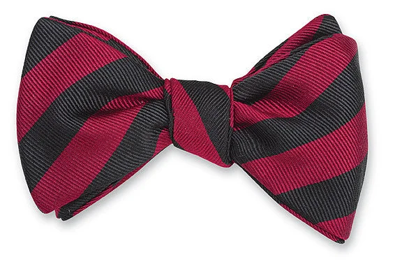 Garnet/ Black Bar Stripes Bow Tie - B618