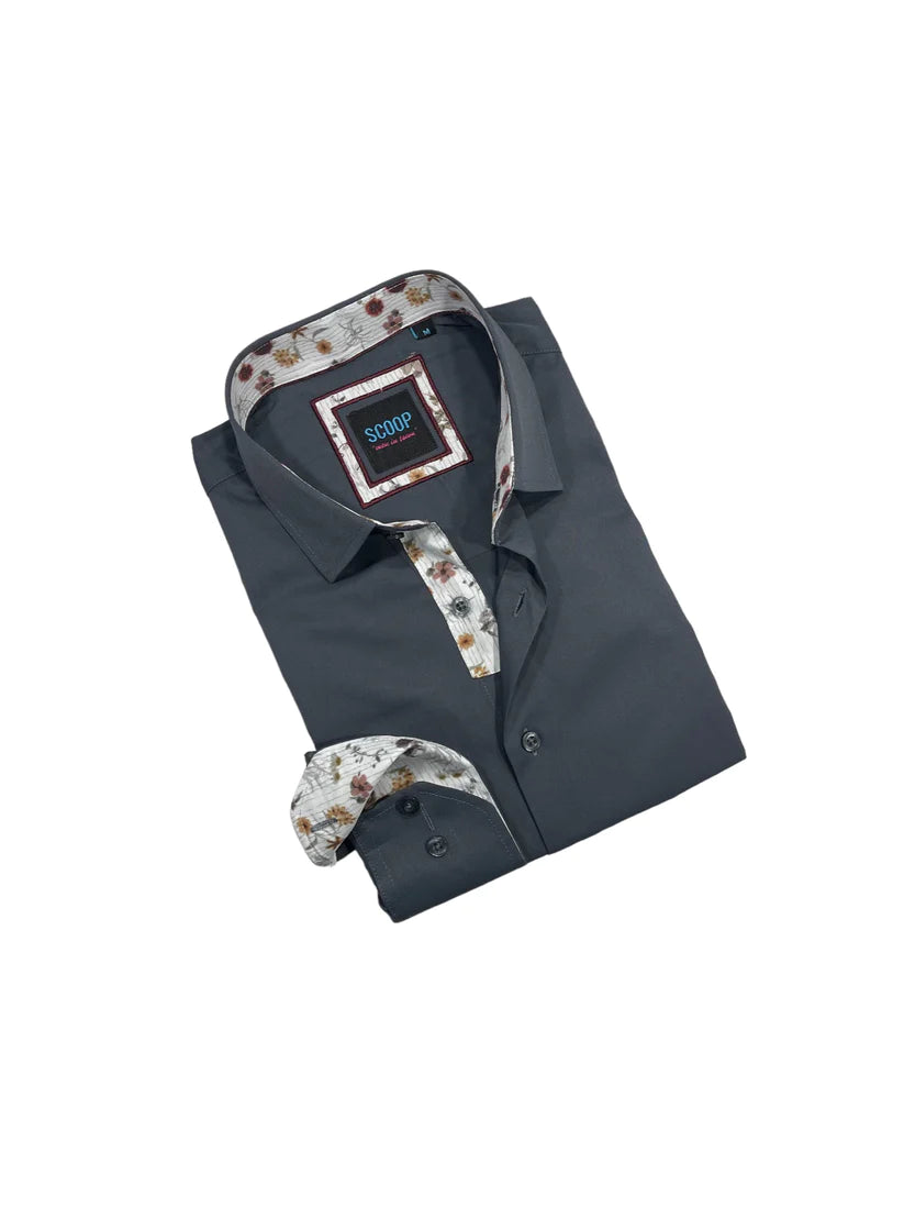 Scoop Dress Shirt - Novel/Charcoal