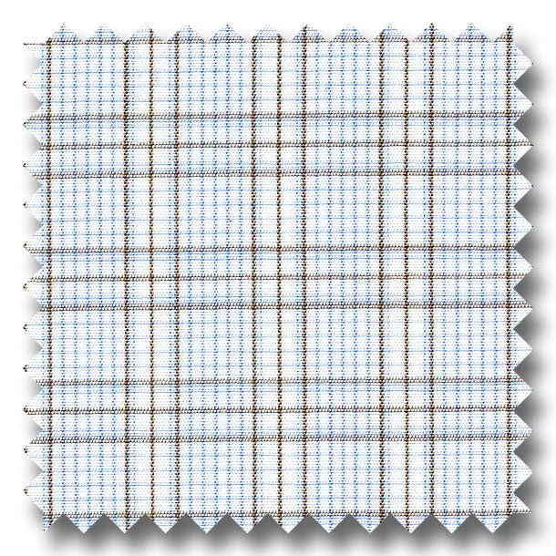 Brown and Blue Check 2Ply Broadcloth - Custom Dress Shirt