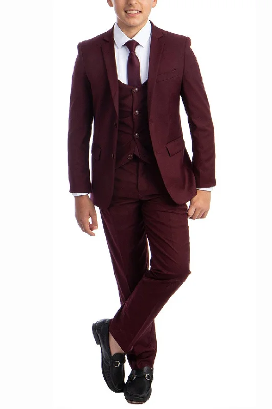 "Noah" Perry Ellis Kids Burgundy 5-Piece Suit