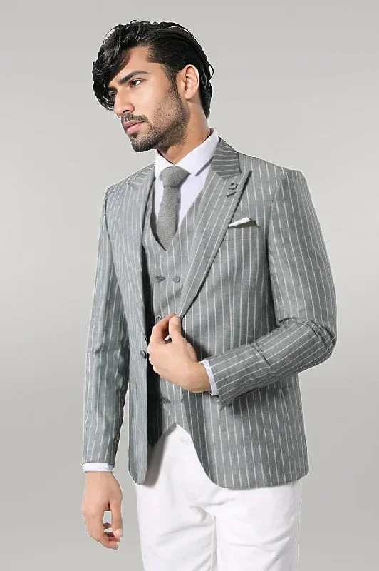 Striped Jacket Green Men's Suit | Wessi