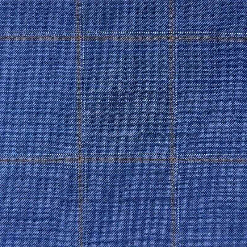 Azure Blue With Brown Windowpane With Comfort Stretch