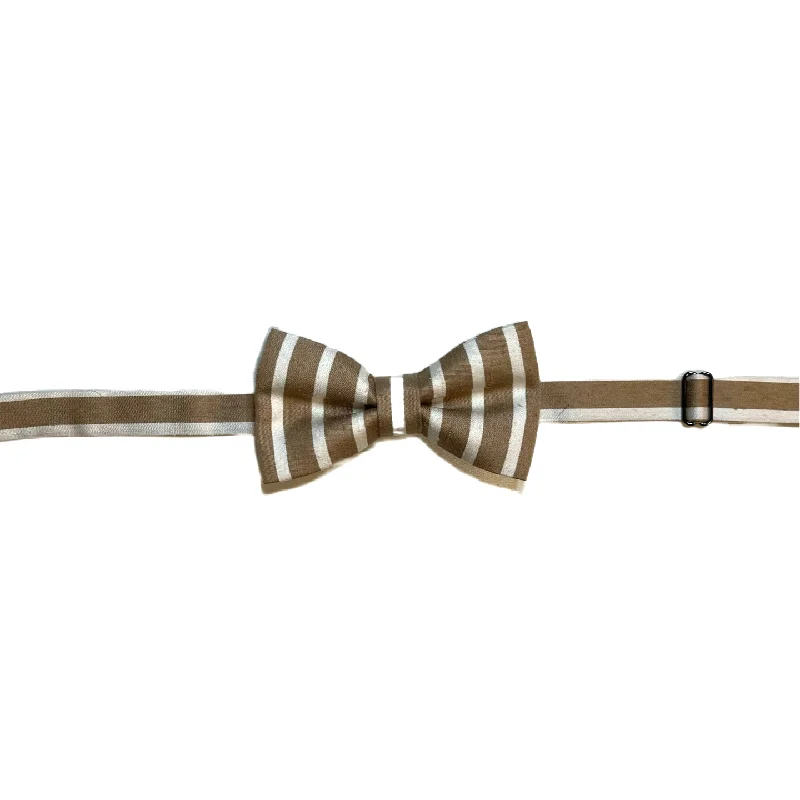 Tan bowtie with beige lines