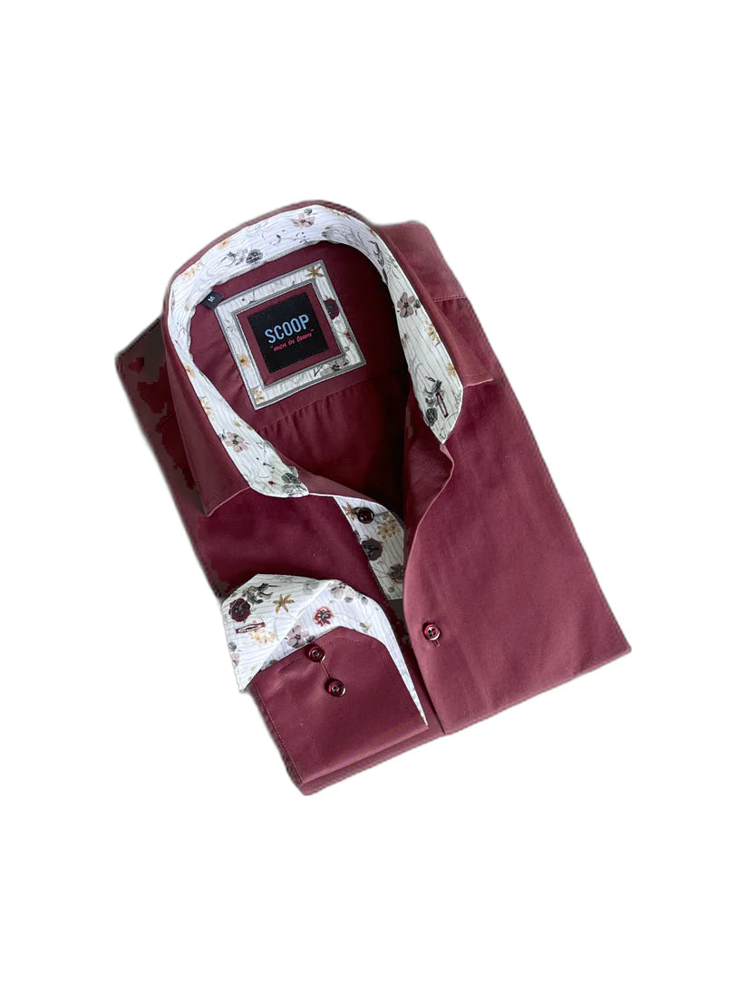 Scoop Dress Shirt - Novel/Burgundy