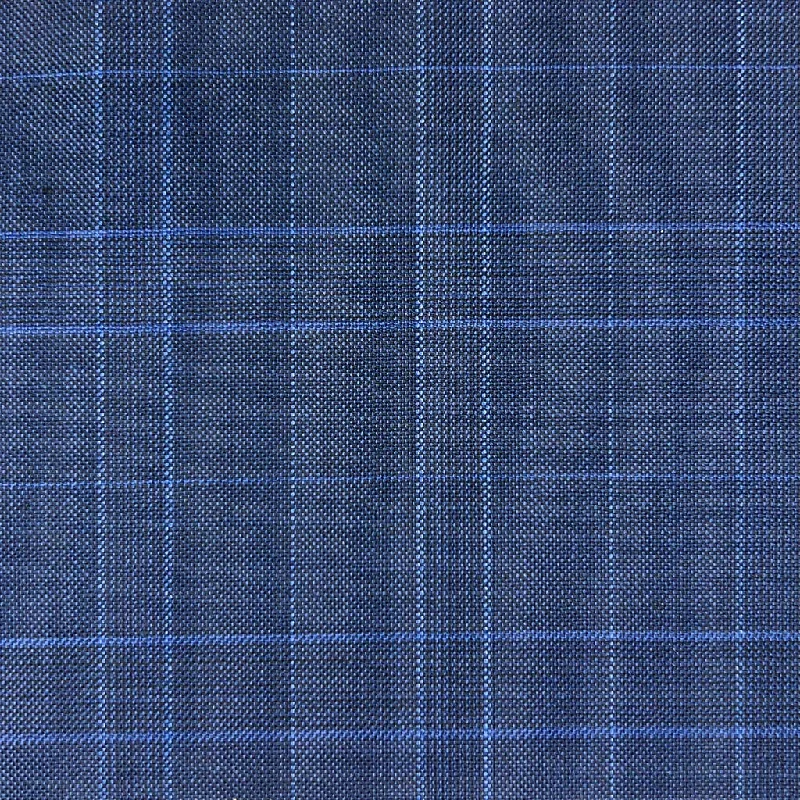 Navy With Royal Blue Glen Plaid With Comfort Stretch