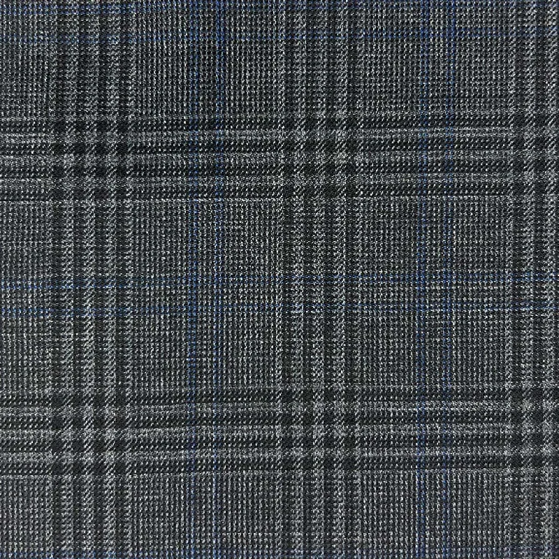 Charcoal Grey Glen Plaid With Navy Double Windowpane With Comfort Stretch