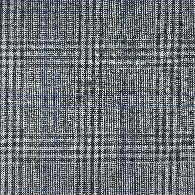 Dark Grey Glen Plaid With Navy Double Windowpane With Comfort Stretch