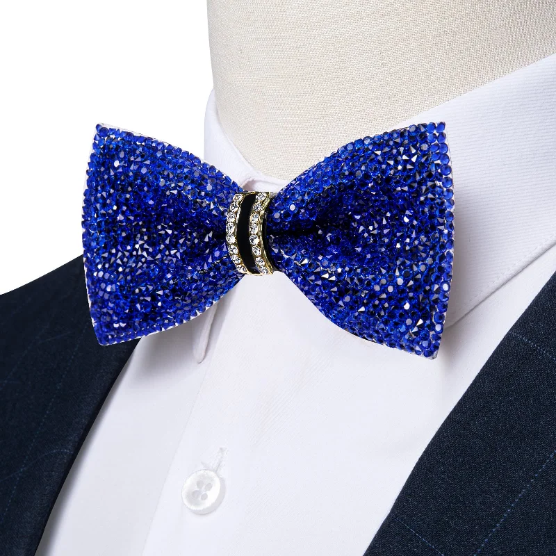 Ties2you Imitated Crystal Bowtie Cobalt Blue Rhinestones Men's Pre Tied Bow Ties For Party Dresses