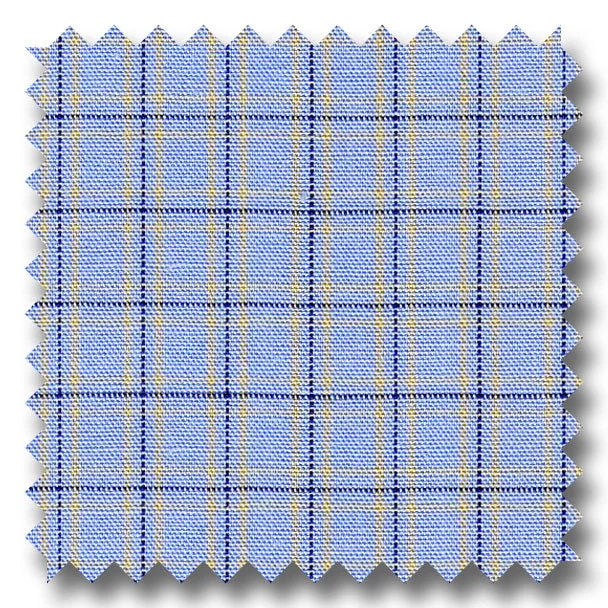 Blue and Multiple Graph Plaid Poplin - Custom Dress Shirt