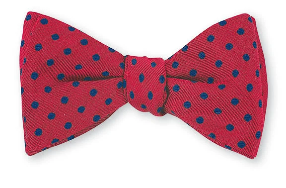 Red/Navy University Polka Dots Bow Tie - B2382