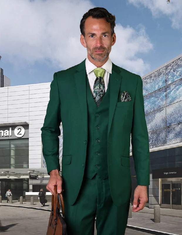 Statement Modern Fit Suit - Forest Green | 2 Button | 100% Wool Super 150's